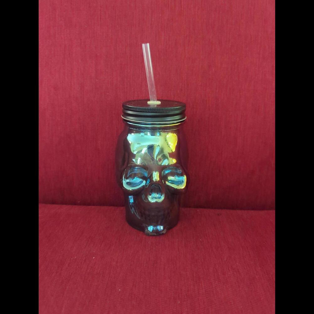 Glass Skull Cup with screw on lid